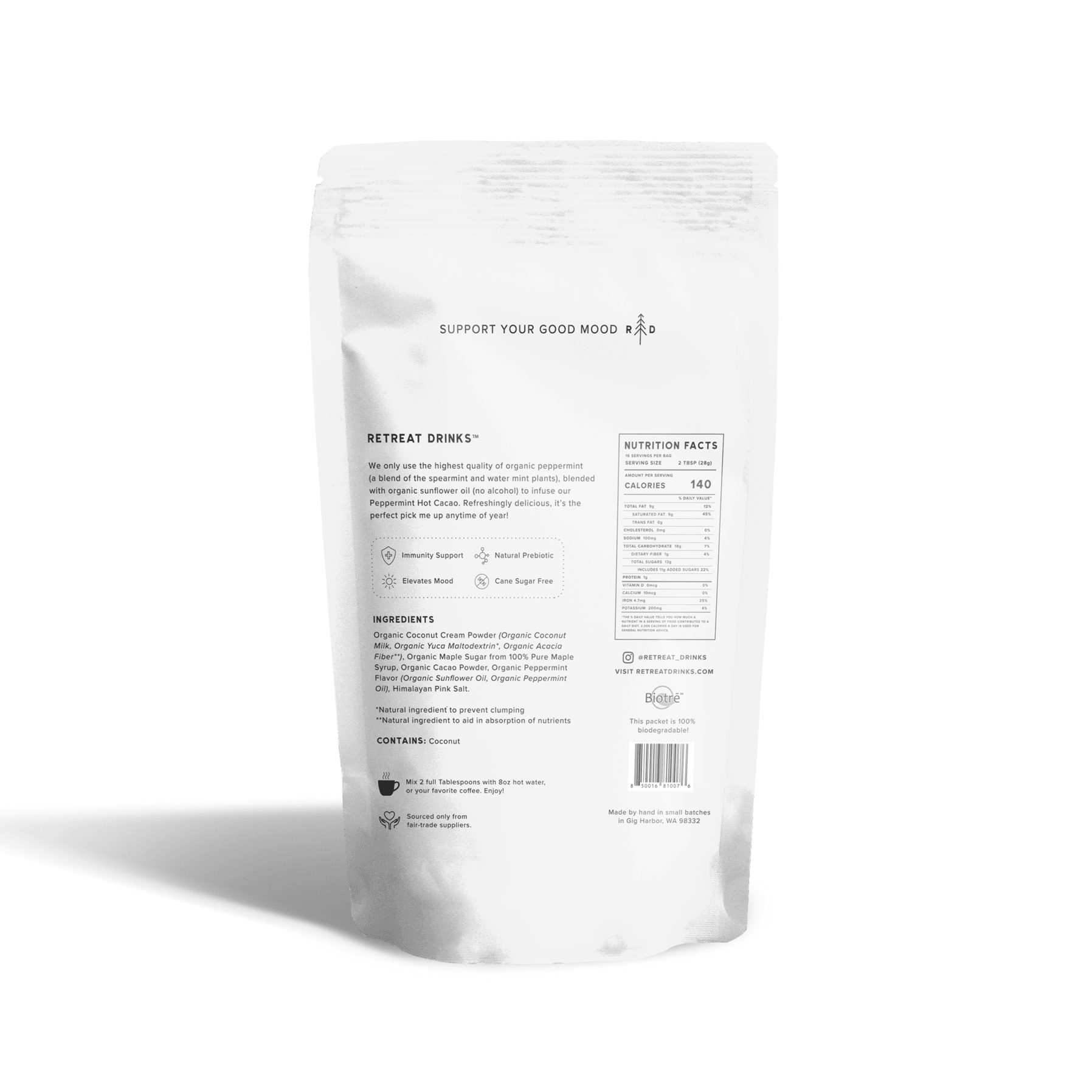 Peppermint Hot Cacao 1lb ECO FRIENDLY Bag