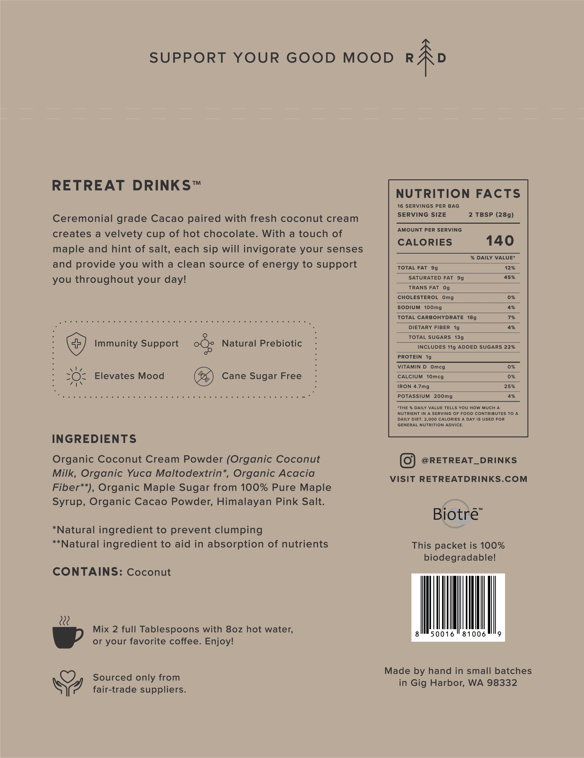 Original Hot Cacao 1lb ECO FRIENDLY Bag